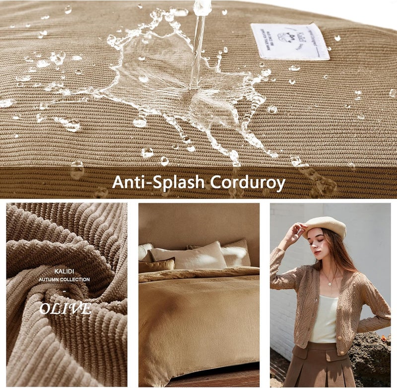 KALIDI Corduroy Tote Bag, Large Messenger Bag Shoulder Hobo Anti Splash Crossbody Zipper Bag Casual Work Shopping Women - Image 3